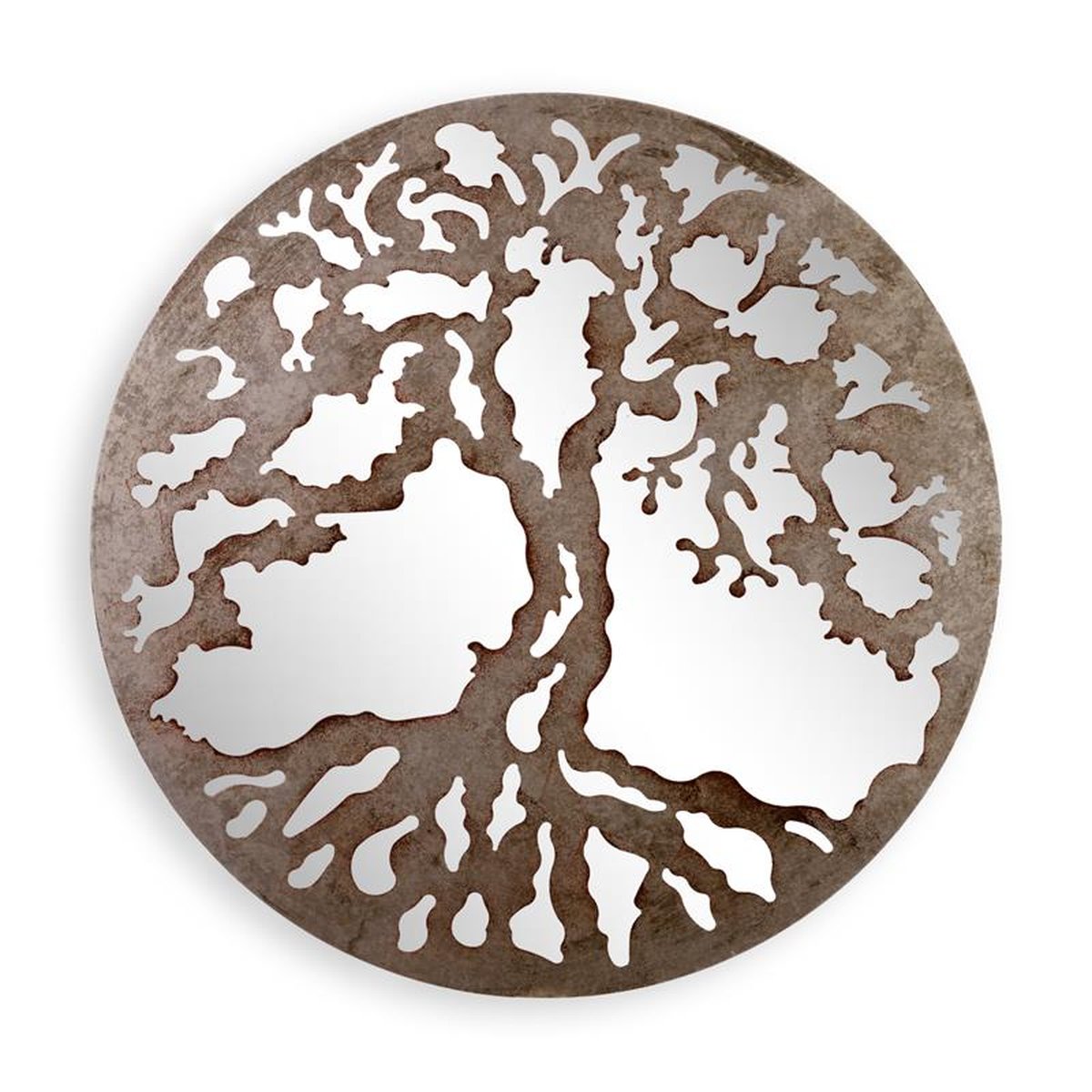 AN IRON TREE WALL MIRROR