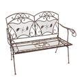 AN IRON TWO SEATER BENCH - BROWN