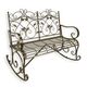 AN IRON TWO-SEATER ROCKING BENCH - BROWN