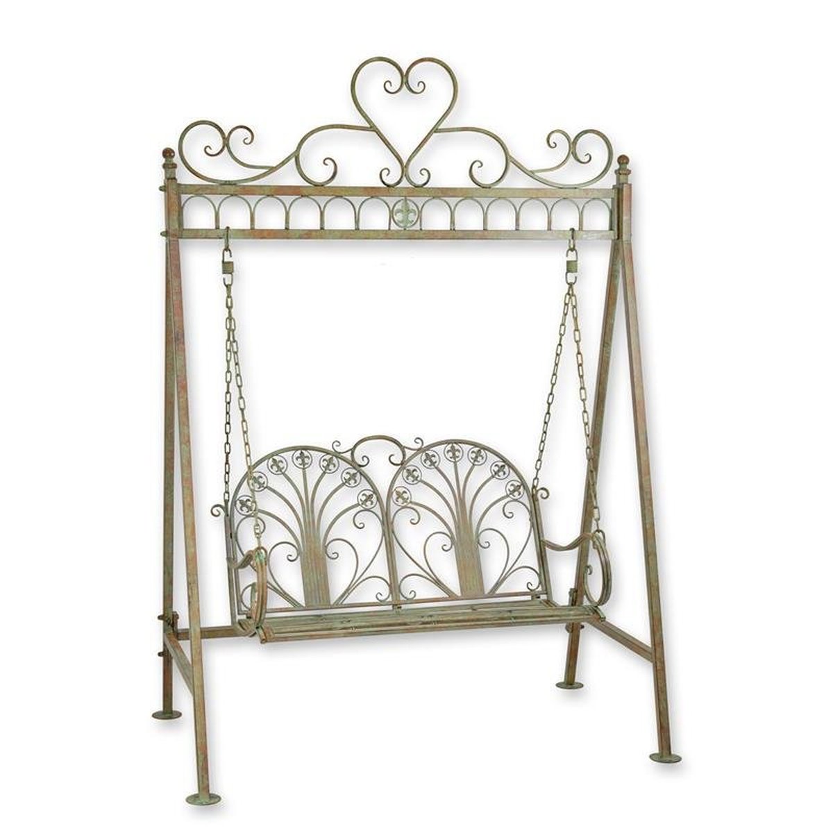 AN IRON TWO-SEATER SWING BENCH