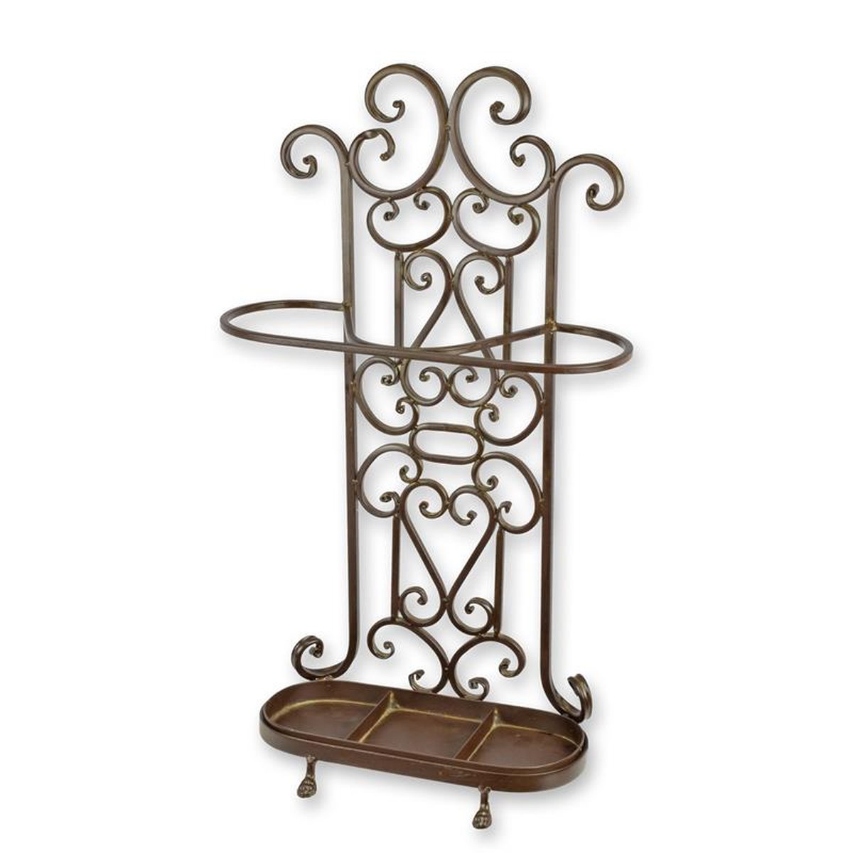 AN IRON UMBRELLA STAND - BROWN