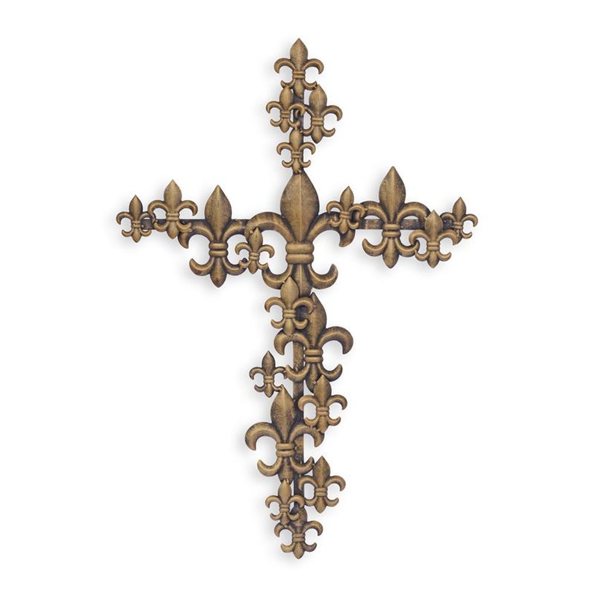 AN IRON WALL DECOR CROSS WITH FRENCH LILIES