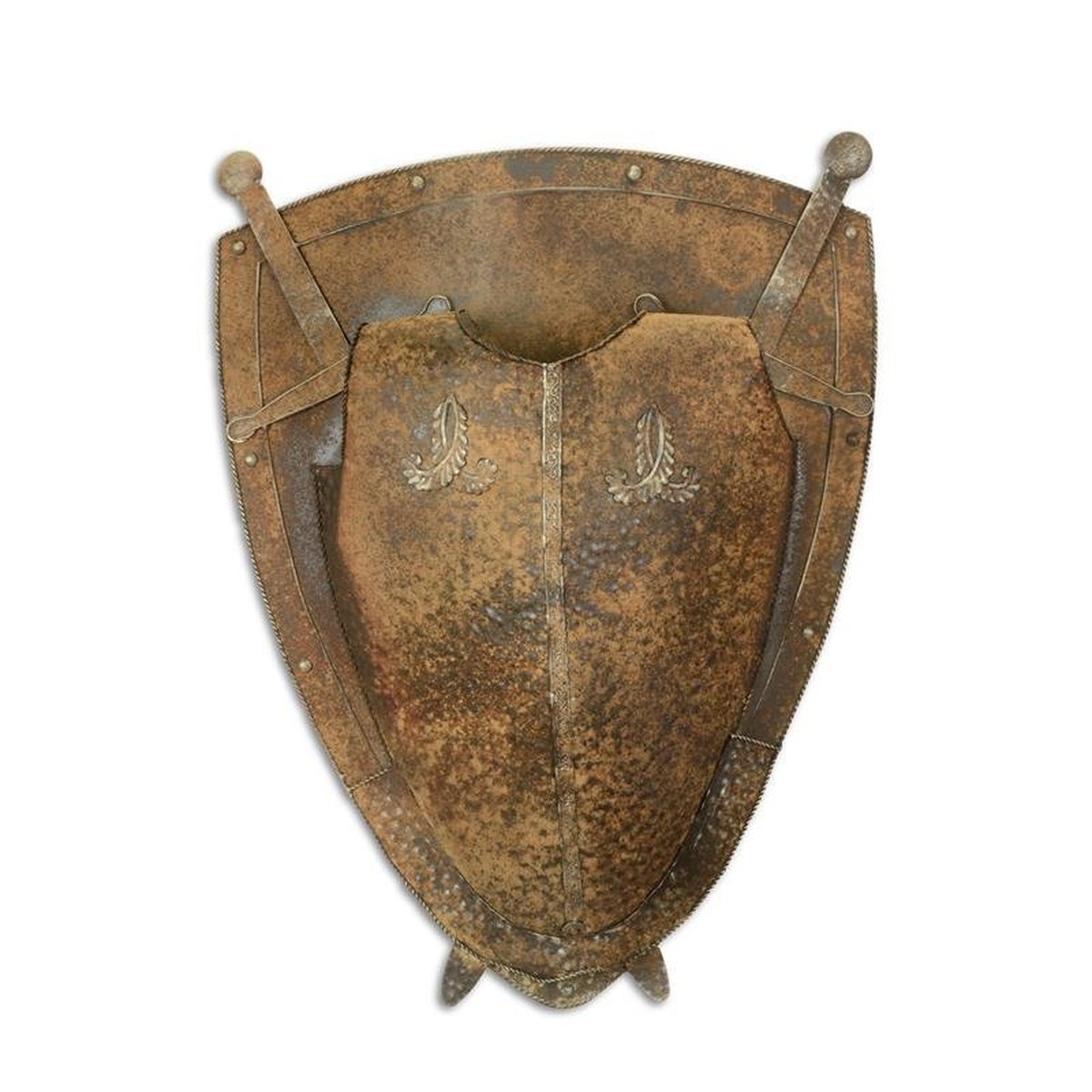 An Iron Wall Mount Shield with Armour and Swords