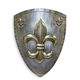 AN IRON WALL MOUNT SHIELD WITH FLEUR DE LIS - RUST