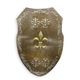 AN IRON WALL MOUNT SHIELD WITH FLEUR DE LIS - RUST