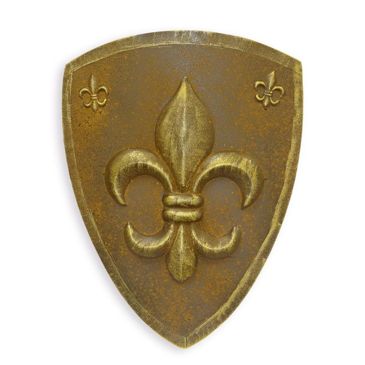 AN IRON WALL MOUNT SHIELD WITH FLEUR DE LIS -SILVER