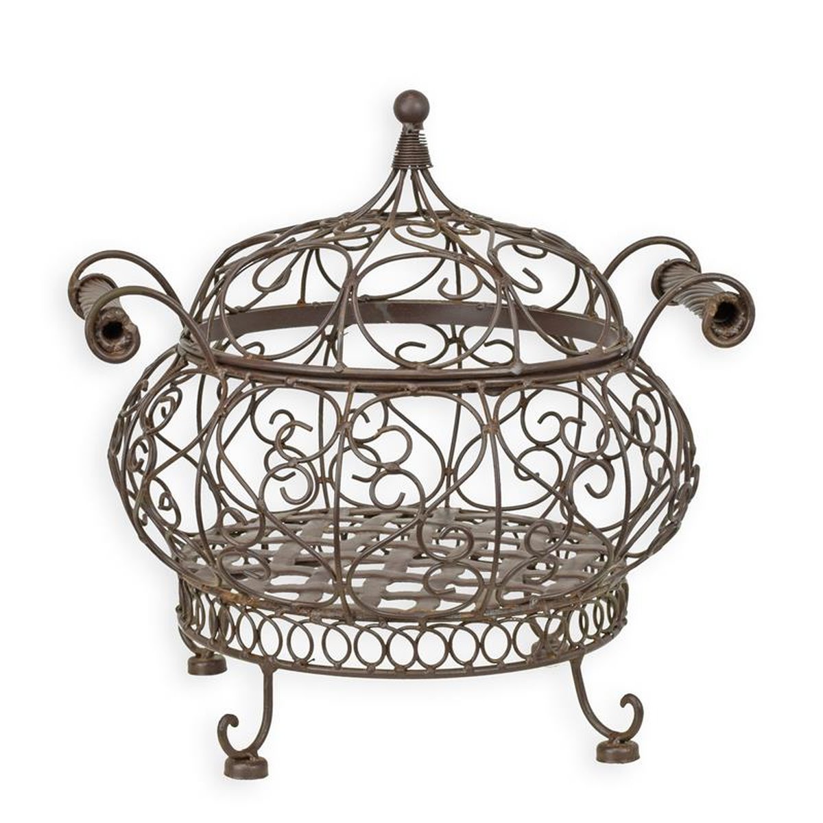 AN IRON WIRE BASKET - ROUND