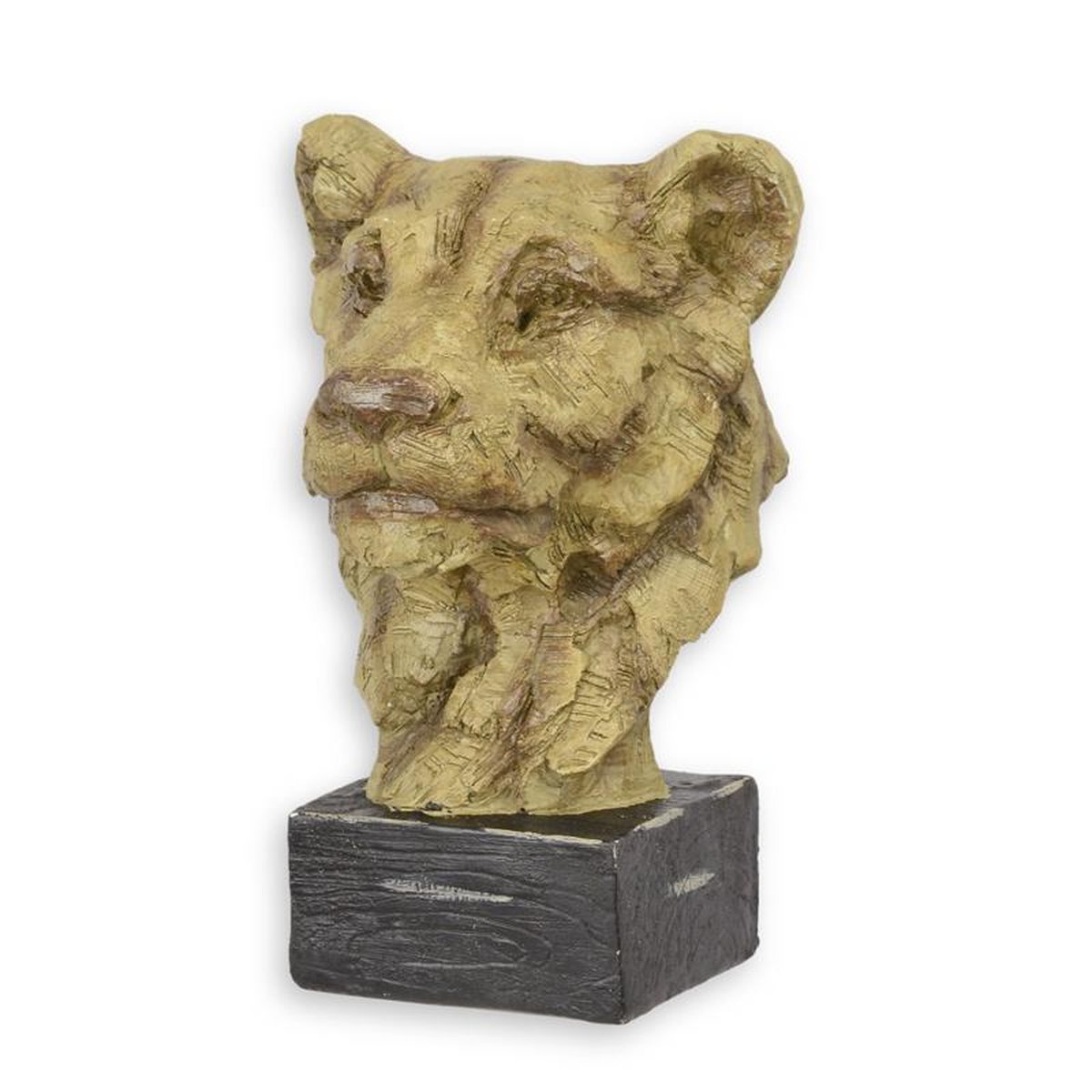 AN MGO SCULPTURE OF A LIONESS HEAD