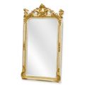 AN ORNATE GOLD AND WHITE OVERMANTLE MIRROR