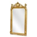 AN ORNATE GOLD OVERMANTLE MIRROR