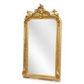 AN ORNATE GOLD OVERMANTLE MIRROR