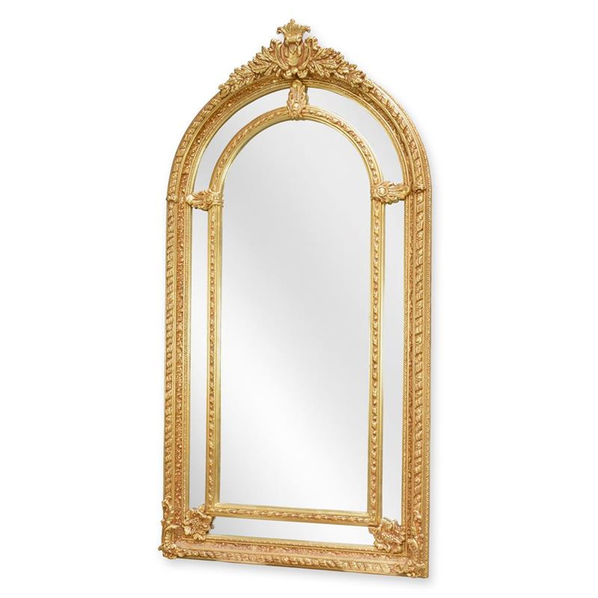 AN ORNATE GOLD OVERMANTLE MIRROR