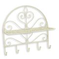 AN WALL MOUNT IRON FOLDABLE SHELF WITH HOOKS - WHITE