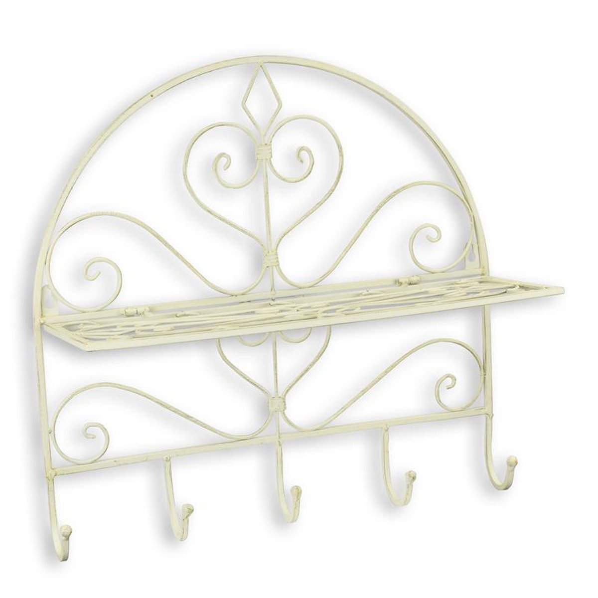 AN WALL MOUNT IRON FOLDABLE SHELF WITH HOOKS - WHITE