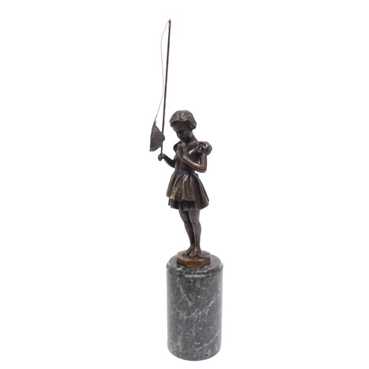 BRONZE FISHING GIRL HxW: 30,5 x 7 cm.