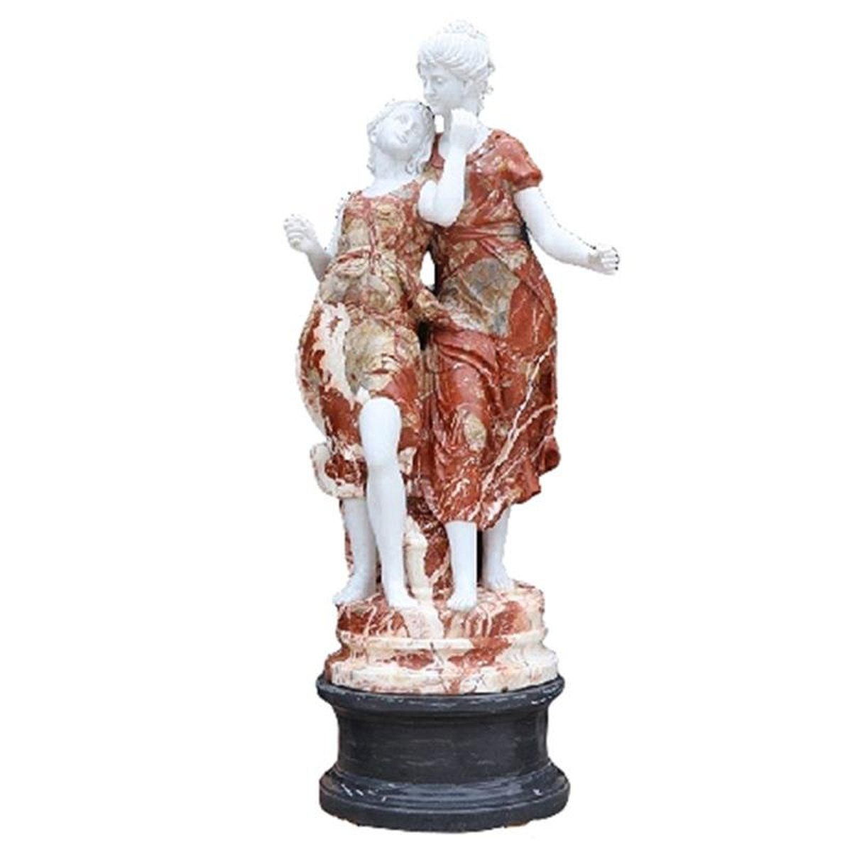 MIXED MARBLE DANCING LADIES WITH BLACK MARBLE BASE