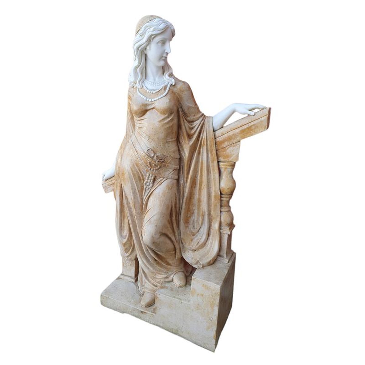 MIXED MARBLE LADY STANDING BEHIND A DESK