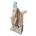 MIXED MARBLE LADY STANDING BEHIND A DESK