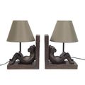 PAIR OF RESIN DOG BOOK-END LAMPS HxWxL: 28,8 x 17,8 x 21,4 c