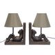 PAIR OF RESIN DOG BOOK-END LAMPS HxWxL: 28,8 x 17,8 x 21,4 c