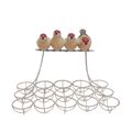 RESIN BIRDS SITTING ON EGG RACK HxWxL: 19,5 x 15,5 x 25,6 cm