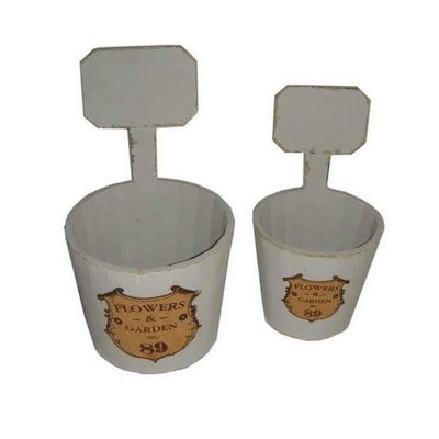 XX A PAIR OF WOODEN SEED POTS Hx 31 x 18 / 27 x 15 cm.