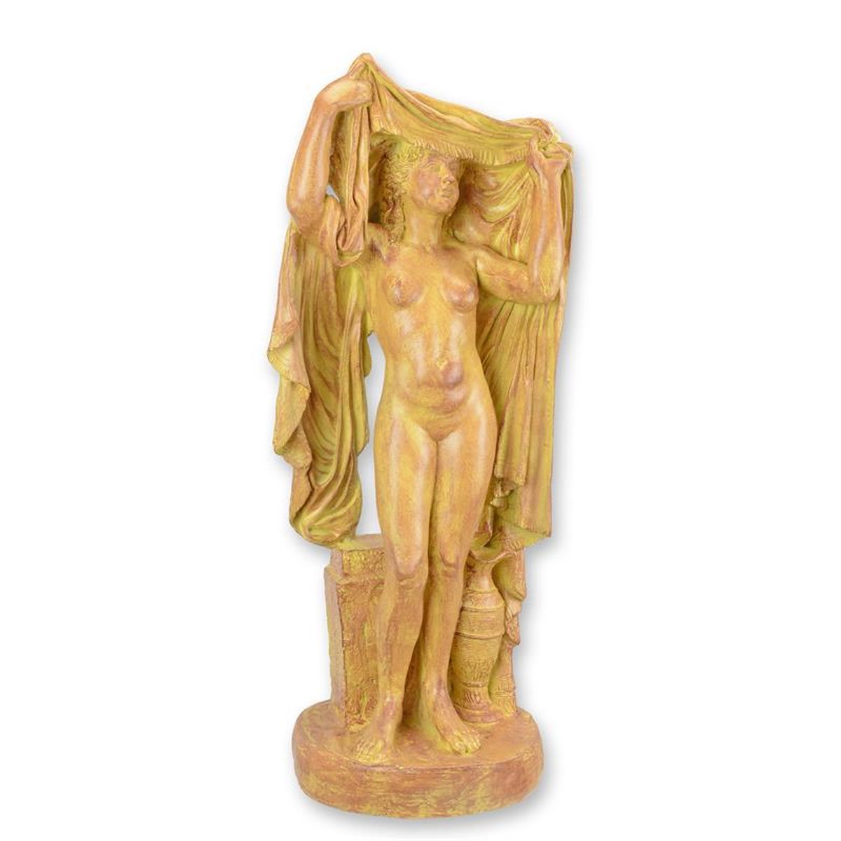 XX A RESIN SCULPTURE OF A DRAPED FEMALE NUDE