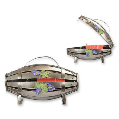 XX A TIN BOTTLE HOLDER BARREL""