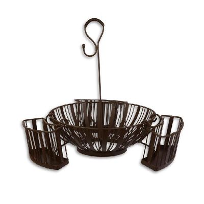 XX AN IRON BREAD BASKET WITH CUTTLERY HOLDER