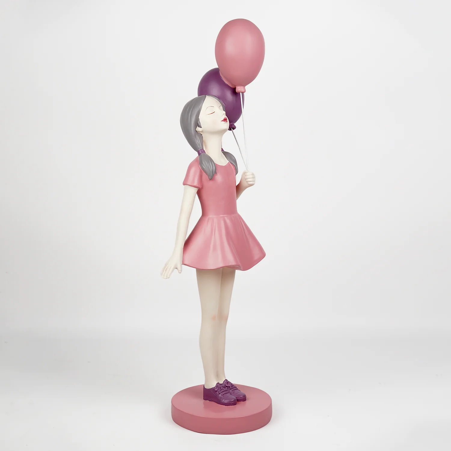 Girl & 2 Balloons Standing L - Pink