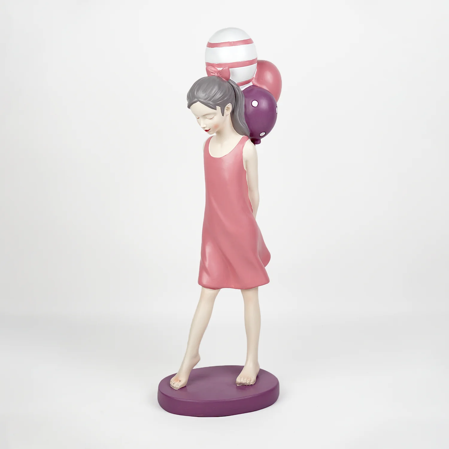 Girl & 3 Balloons Walking L - Pink