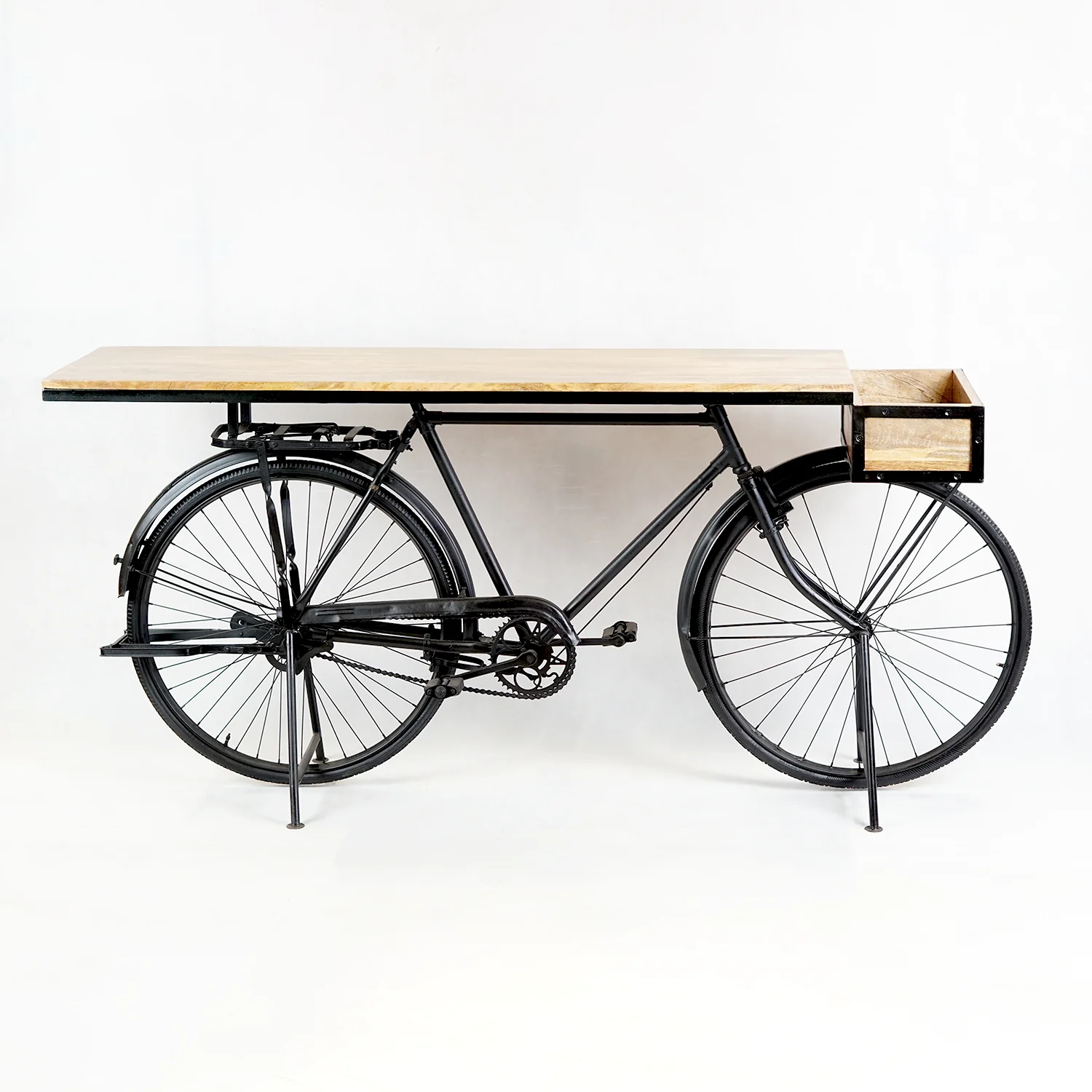 Iron - Wooden Bar Cycle Console Table